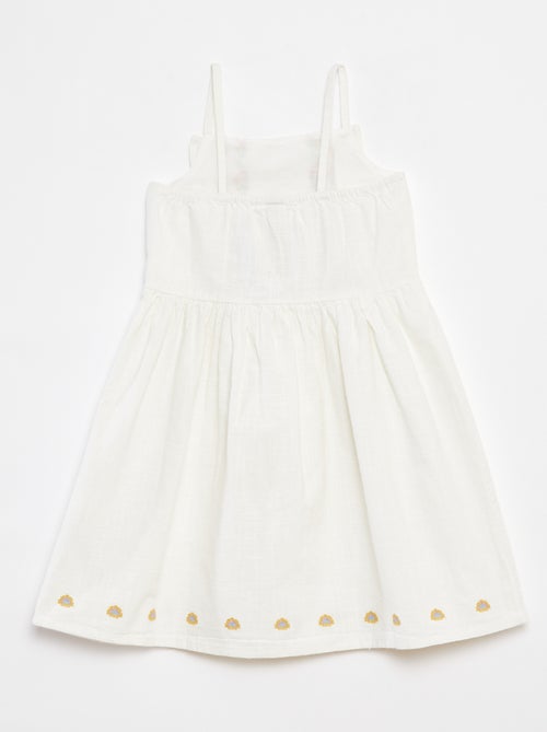 Jurk van grofgeweven stof met borduursel - Kiabi