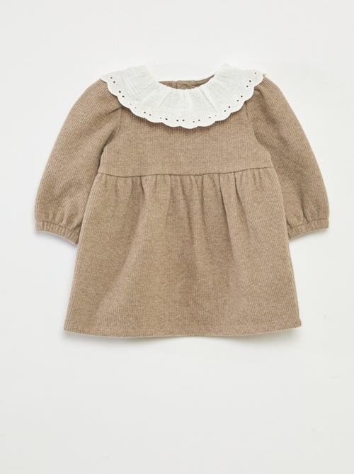 Jurk van interlock met grote kraag van luchtige katoen - Kiabi