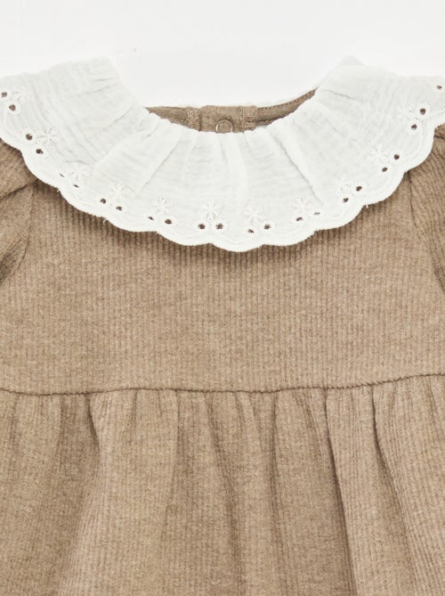 Jurk van interlock met grote kraag van luchtige katoen - Kiabi