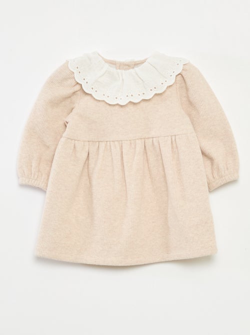 Jurk van interlock met grote kraag van luchtige katoen - Kiabi