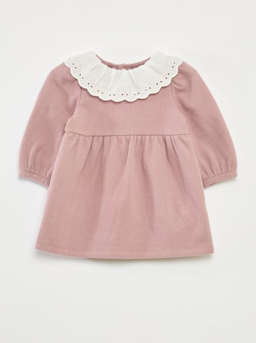 Jurk van interlock met grote kraag van luchtige katoen - Kiabi