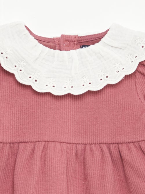 Jurk van interlock met grote kraag van luchtige katoen - Kiabi