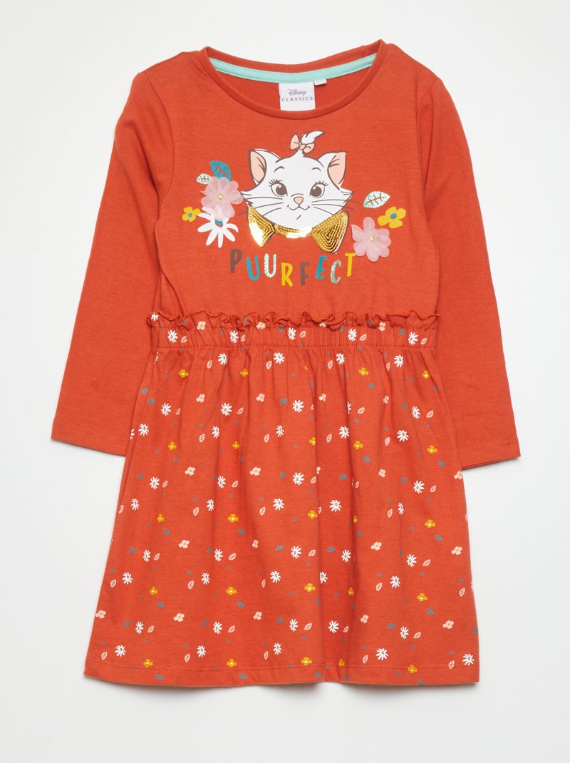 Jurk van jersey met print met Marie van de Aristokatten ROOD - Kiabi