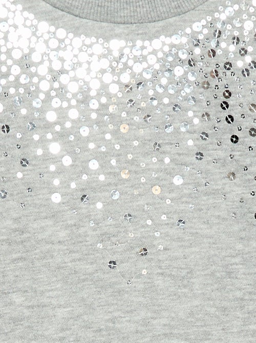 Jurk van joggingstof met detail in glitter-pailletten - Kiabi