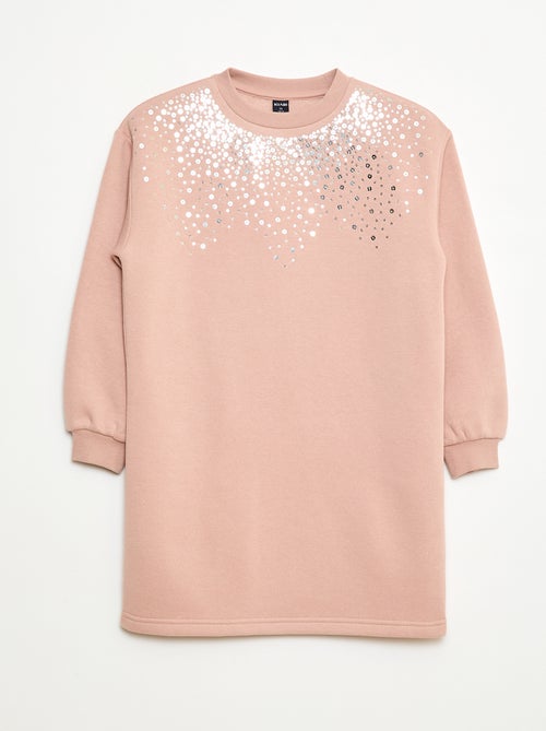 Jurk van joggingstof met detail in glitter-pailletten - Kiabi