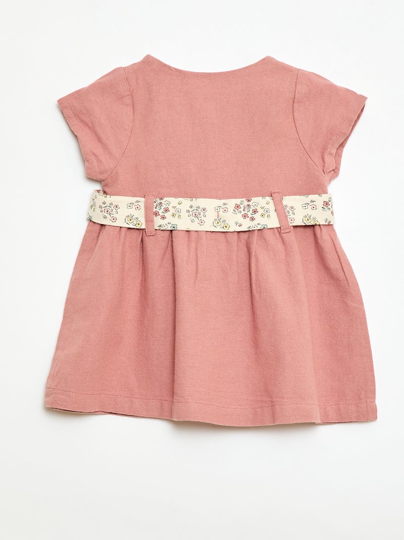 Jurk van linnenmix met riem Rose - Kiabi