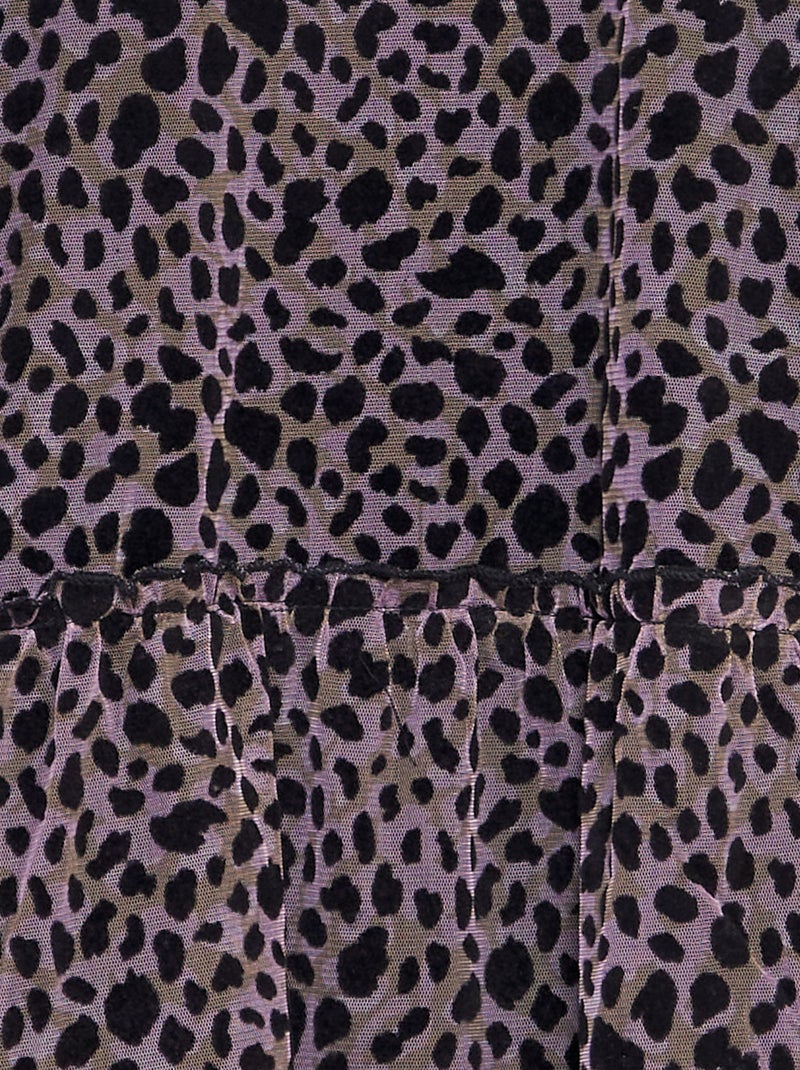 Jurk van nettricot met luipaardprint ZWART - Kiabi