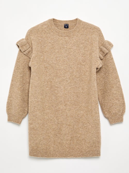 Jurk van tricot met volants op de schouders - Kiabi
