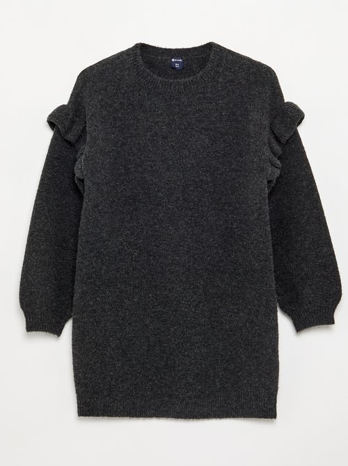 Jurk van tricot met volants op de schouders - Kiabi