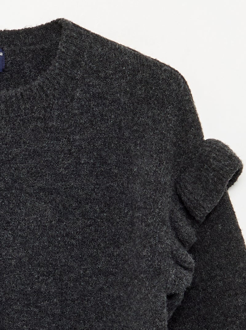 Jurk van tricot met volants op de schouders Grijs - Kiabi