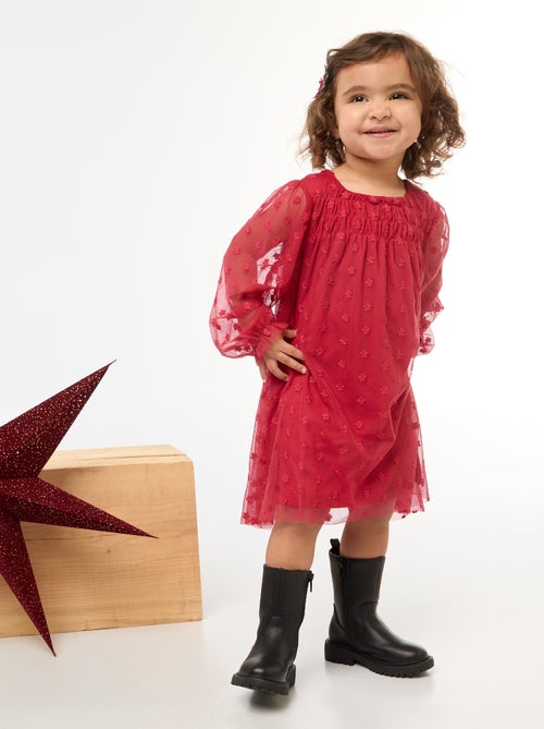 Jurk van tule met geborduurde bloemen - Kiabi