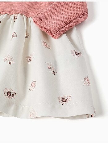 Jurk van twee stoffen met bloemenprint