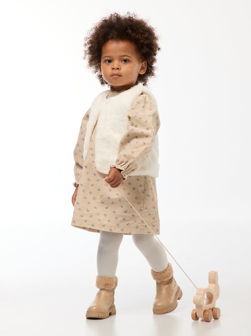 Jurk van velours met motief - Kiabi