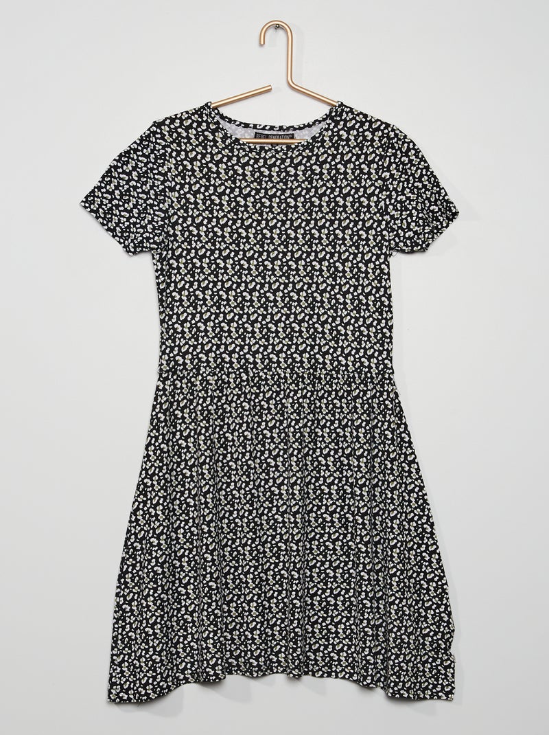 Jurk van viscose met bloemenprint ZWART - Kiabi