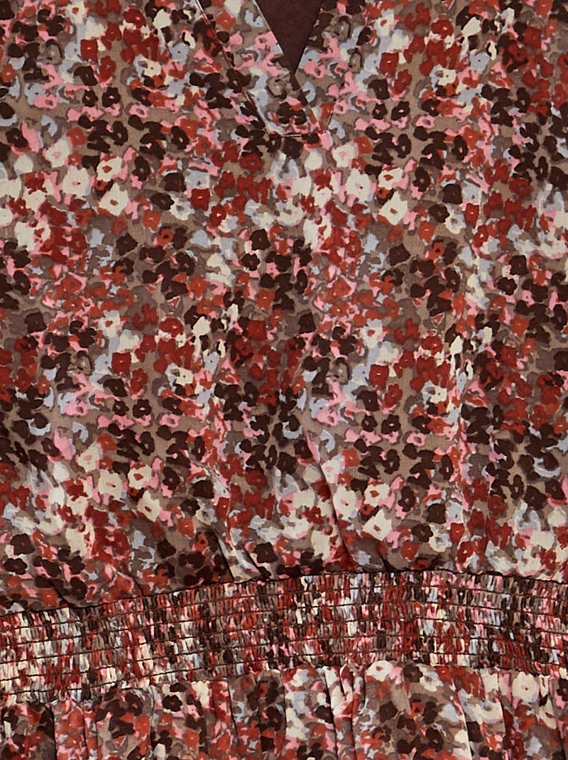 Jurk van voile met print BIEGE - Kiabi