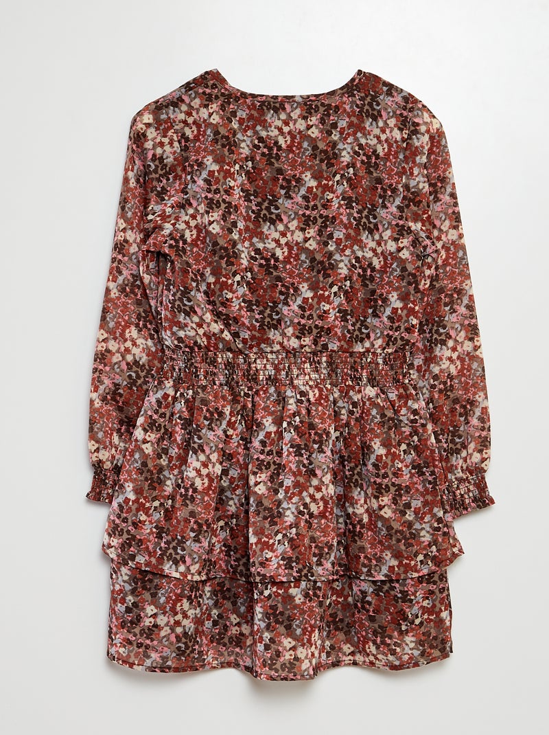 Jurk van voile met print BIEGE - Kiabi