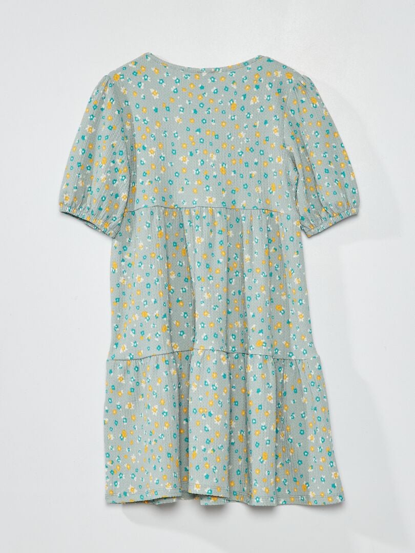 Jurk van wafelstof met strokenrok BLAUW - Kiabi