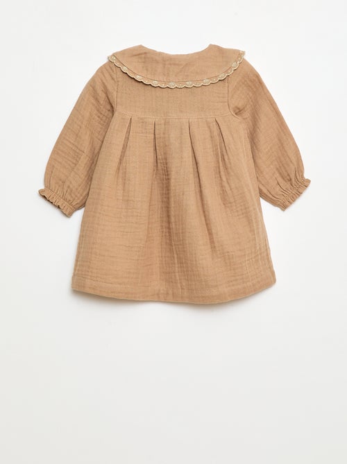 Jurk van zachte, luchtige katoen met lange mouwen - Kiabi