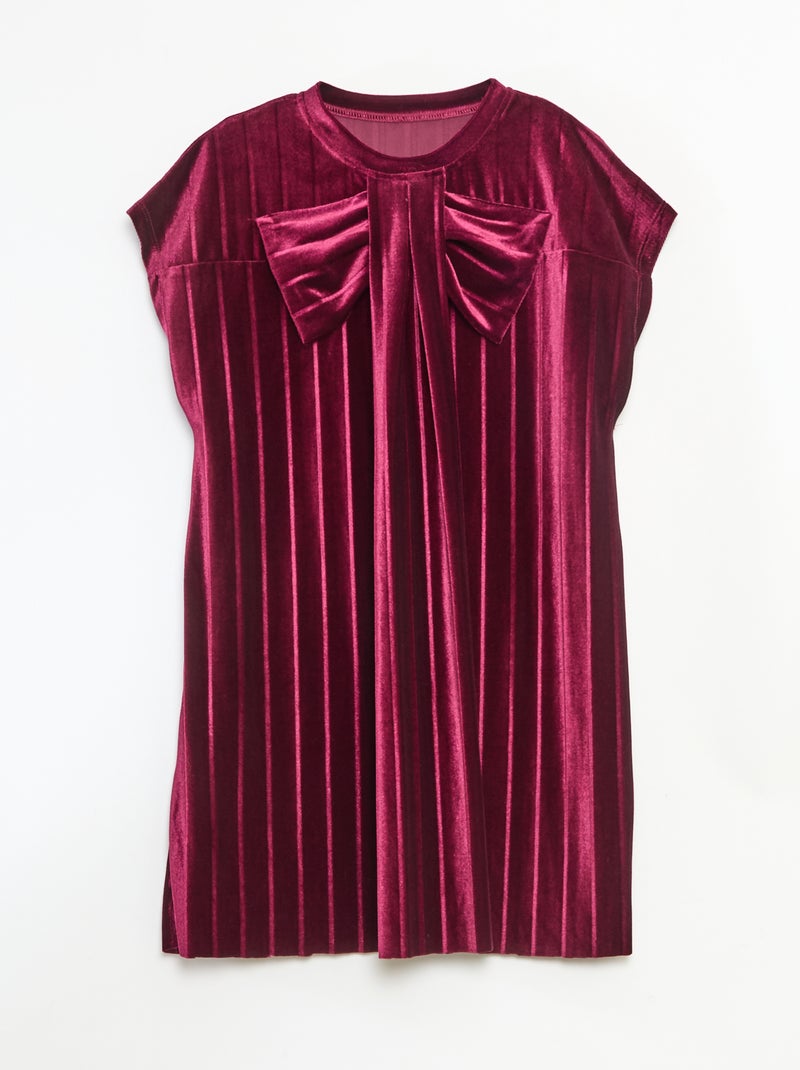 Jurk van zachte ribjersey met grote strik Rood - Kiabi