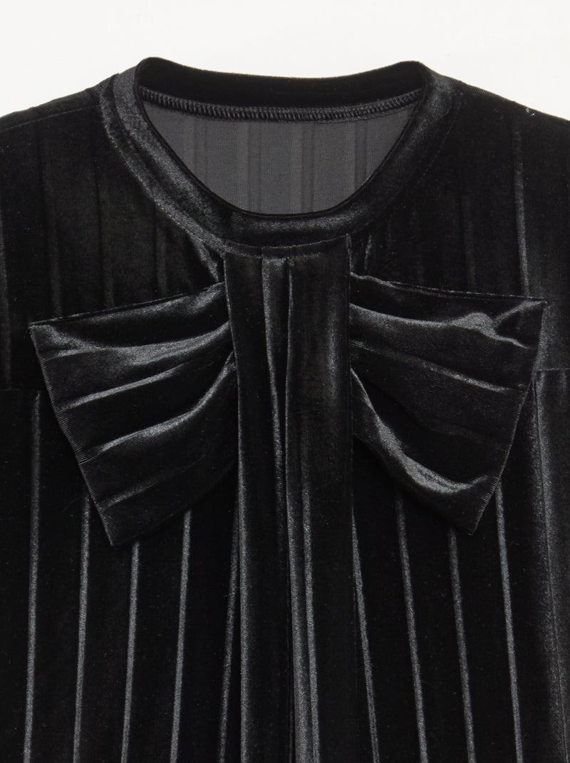 Jurk van zachte ribjersey met grote strik zwart - Kiabi