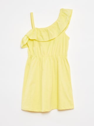 Jurkje met blote schouder en broderie anglaise
