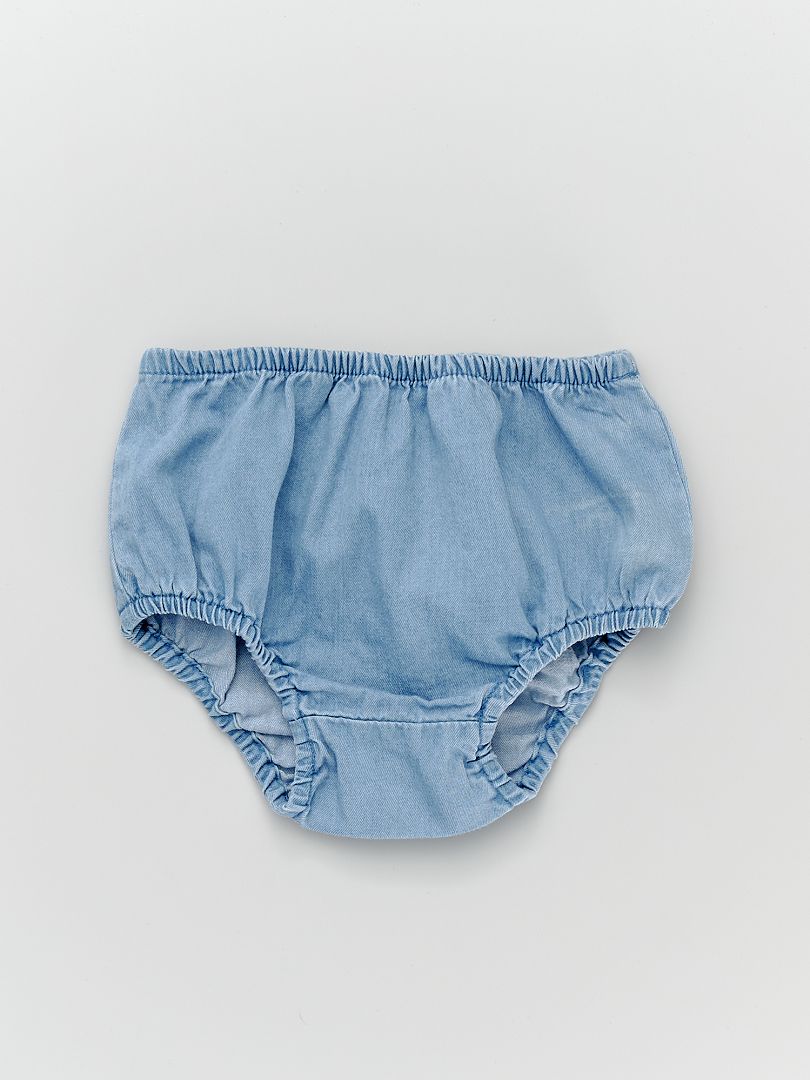 Jurkje met volants + broekje van lichte denim BLAUW Kiabi