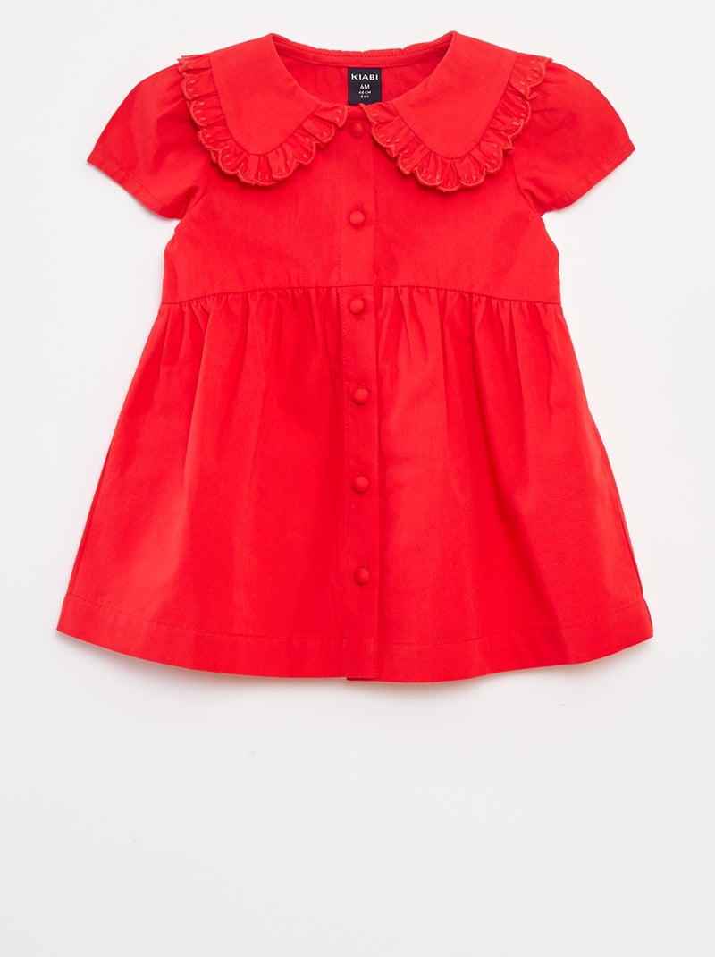 Jurkje van poplin met knoopsluiting Rood - Kiabi