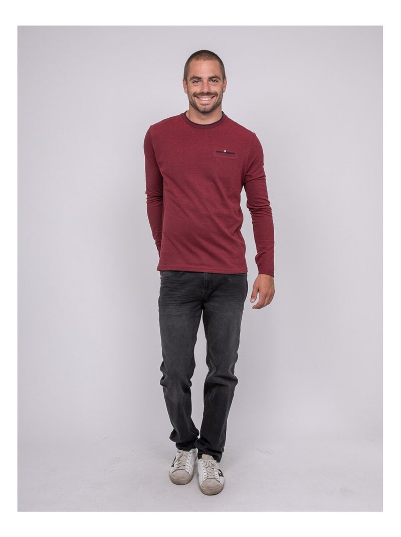 Justoni t-shirt met lange mouwen van puur katoen Bordeaux - Kiabi