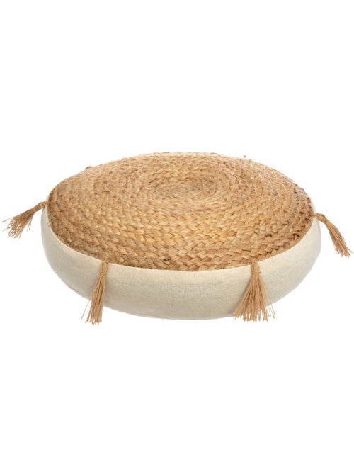 Jute vloerkussen met kwastjes - Kiabi