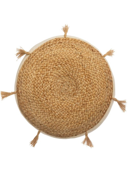 Jute vloerkussen met kwastjes - Kiabi