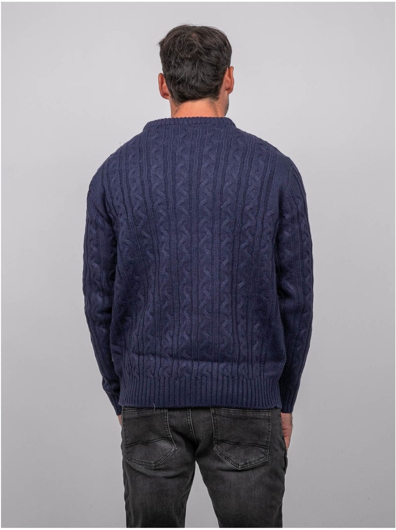 Kabeltrui met ronde hals lalor Marineblauw - Kiabi