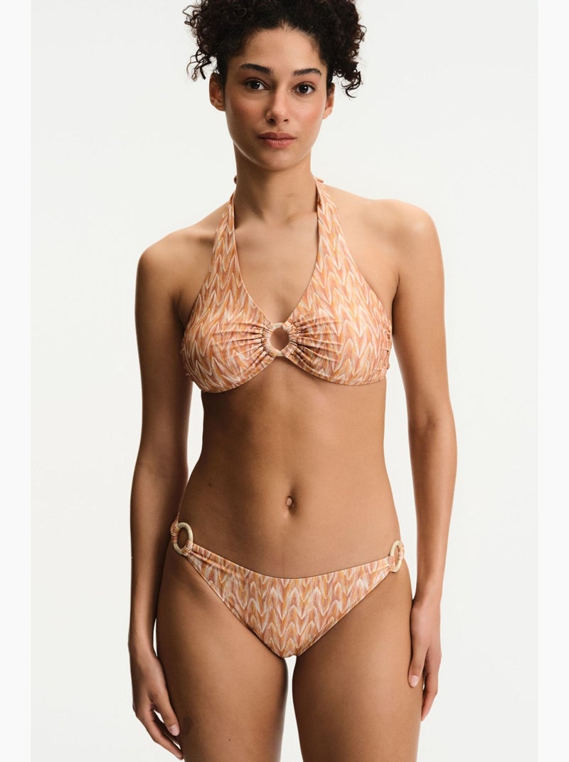 Kacie bikinibroekje met zigzagdessin aan de zijkant en middelhoge taille penti Lichtoranje - Kiabi