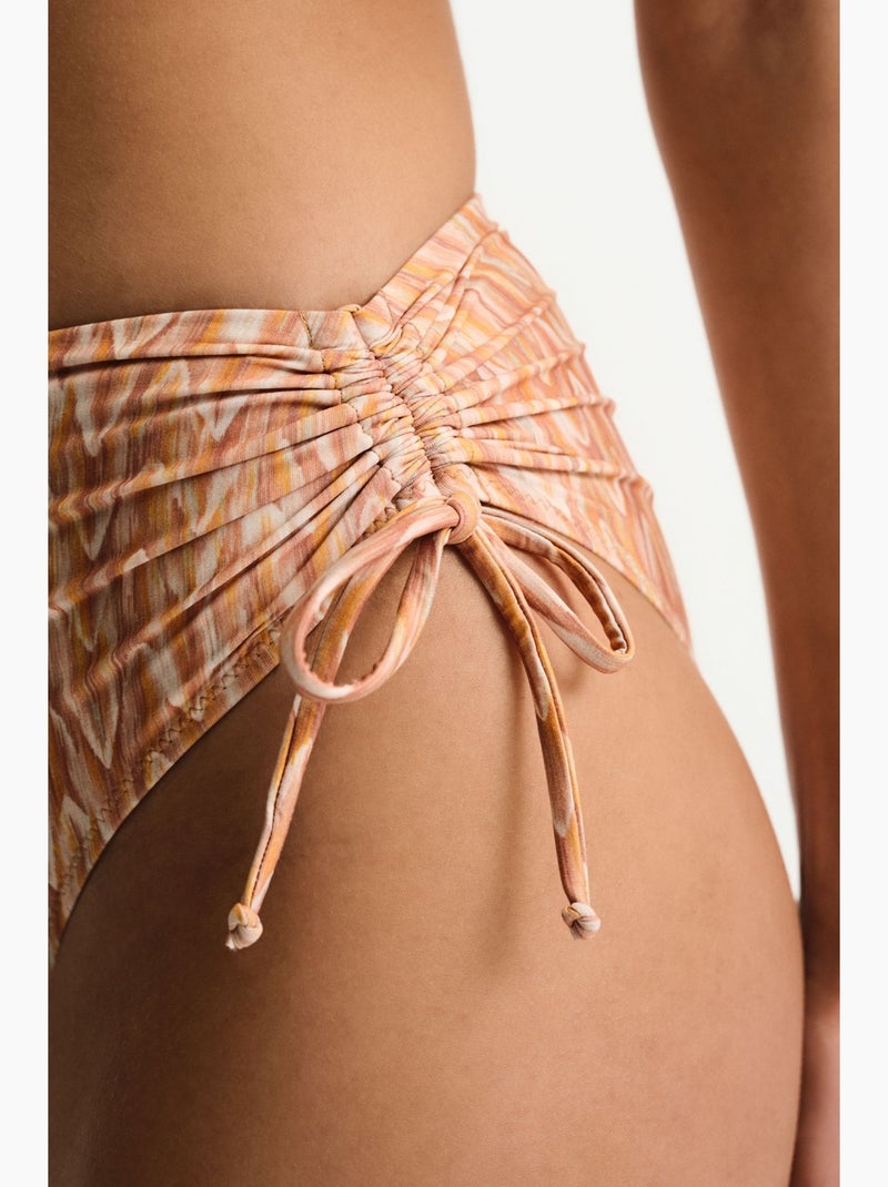 Kacie bikinibroekje met zigzagprint en hoge taille penti Lichtoranje - Kiabi