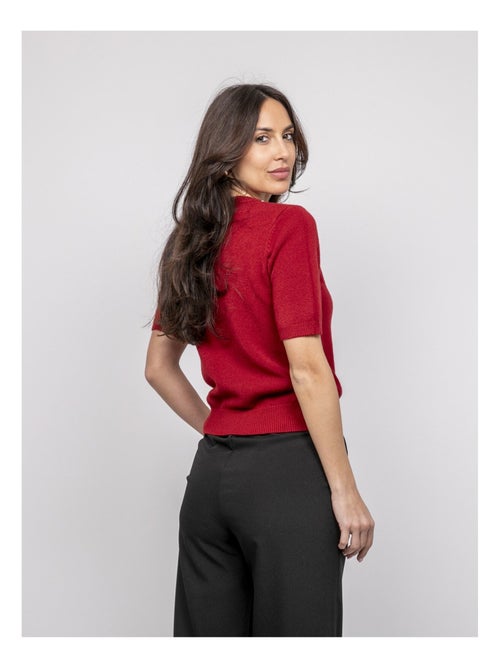 Kacooper trui met korte mouwen en strass-details bij de kraag. - Kiabi