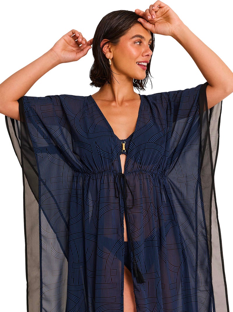 Kaftan lang strand reverie Marineblauw - Kiabi