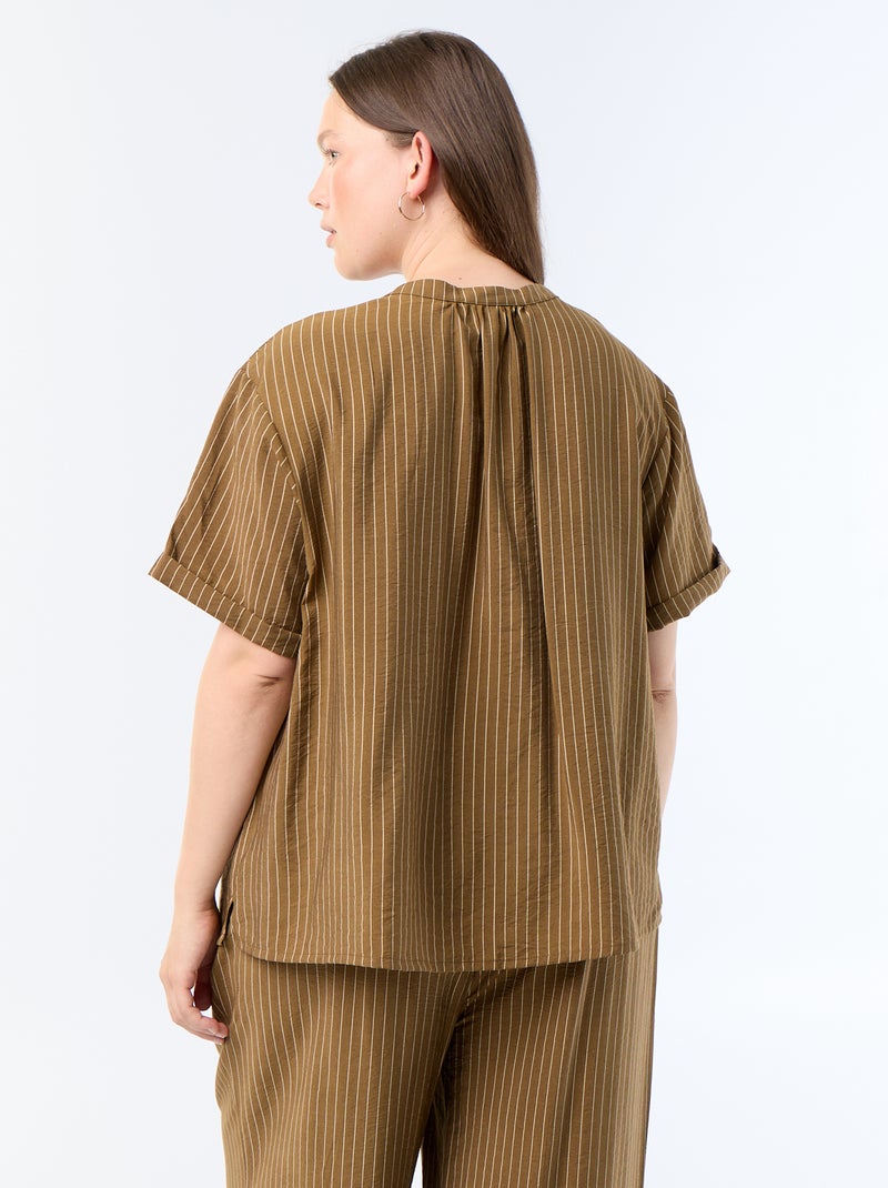 Kaftanblouse van soepele viscose Kaki - Kiabi