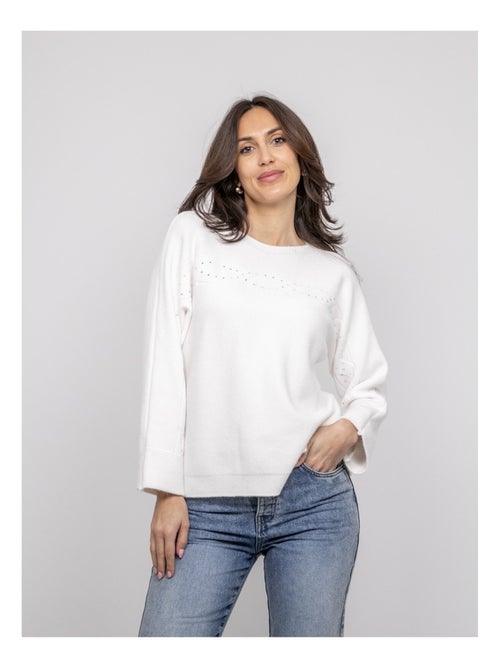 Kaju trui met boothals en strass-steentjes - Kiabi Kaju trui met boothals en strass-steentjes - Kiabi