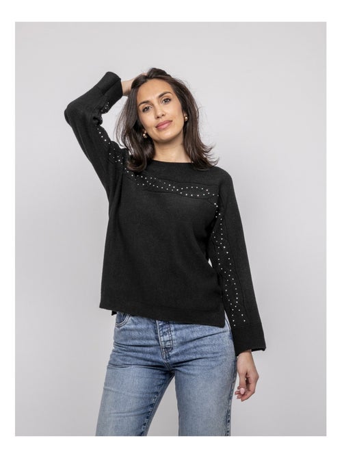 Kaju trui met boothals en strass-steentjes - Kiabi Kaju trui met boothals en strass-steentjes - Kiabi