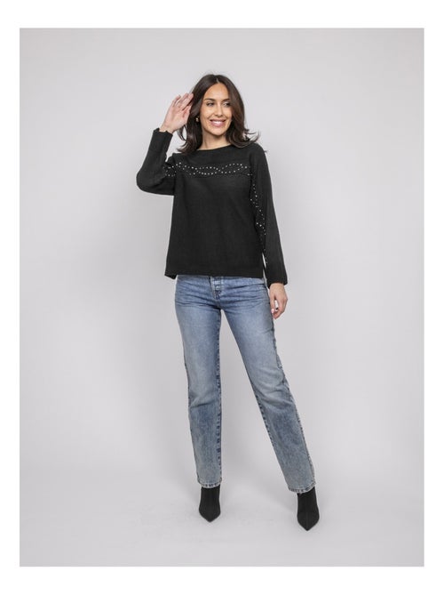 Kaju trui met boothals en strass-steentjes - Kiabi Kaju trui met boothals en strass-steentjes - Kiabi