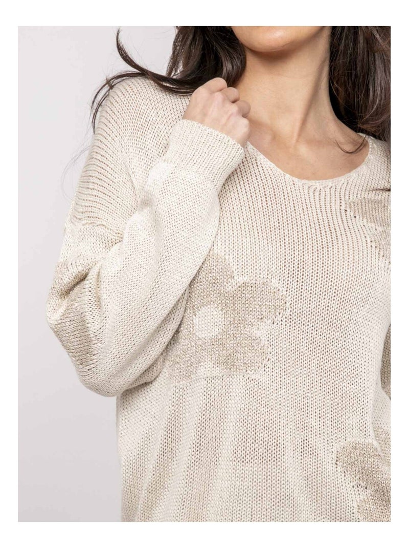Kalyssa trui met lurexpatroon Beige - Kiabi