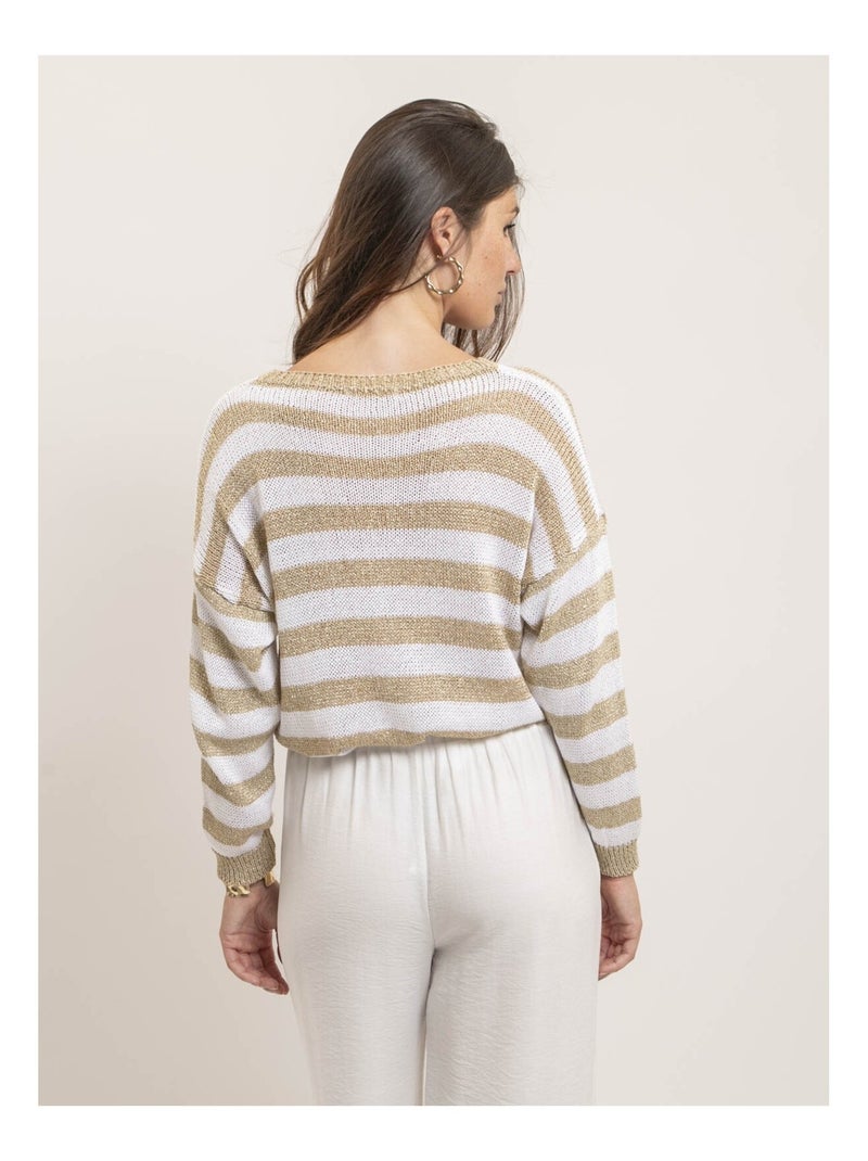 Kanina trui met lurex strepen Wit - Kiabi