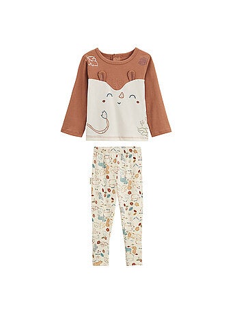Kansas city tweedelige kinderpyjama met oprolbare voetjes