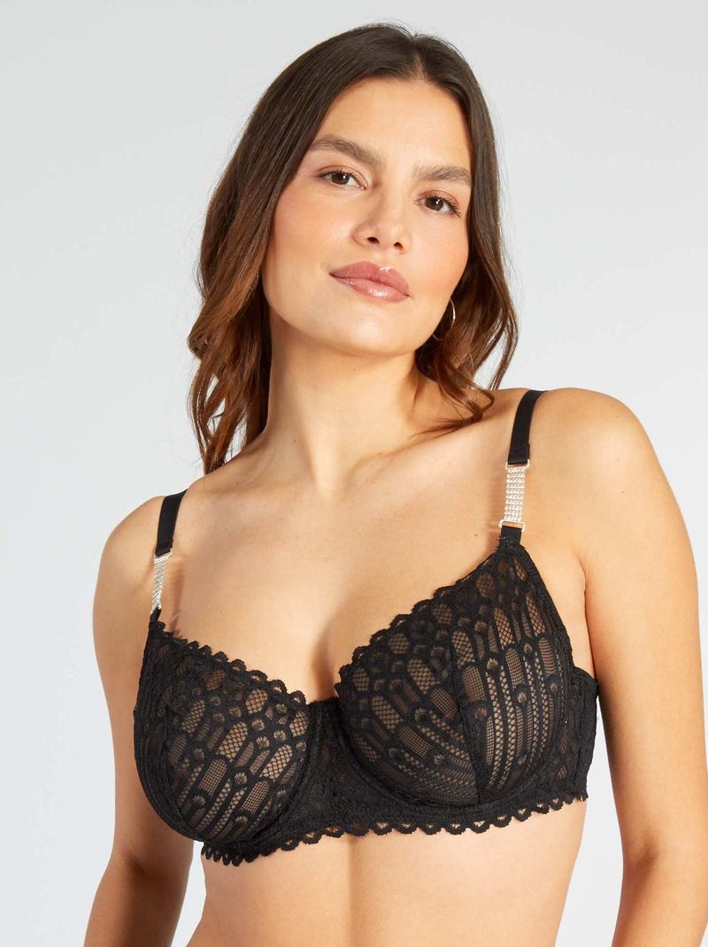 Kanten beha met sieraaddetails D&E ZWART - Kiabi