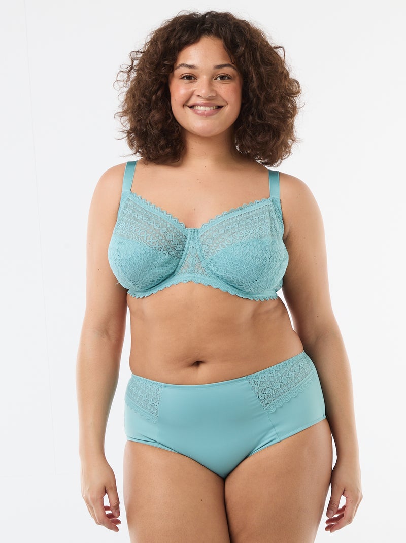Kanten beugelbeha met ajour Blauw - Kiabi