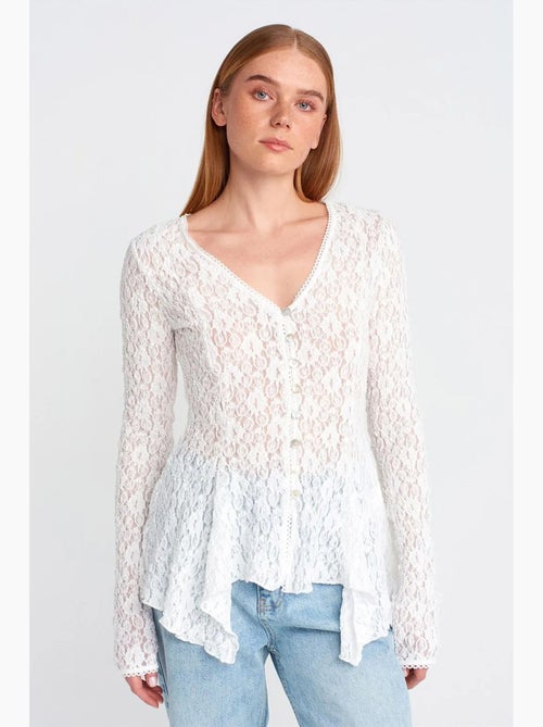 Kanten cardigan met v-hals en knopen dilvin - Kiabi Kanten cardigan met v-hals en knopen dilvin - Kiabi