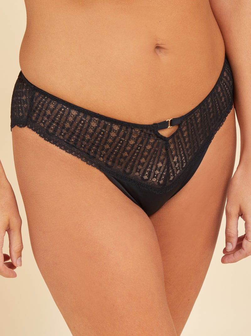 Kanten slip - 'Octobre rose' ZWART - Kiabi