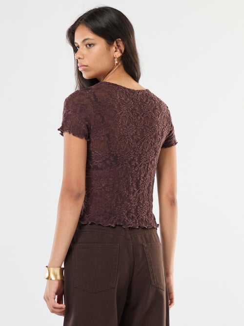 Kanten T-shirt met korte mouwen - Kiabi