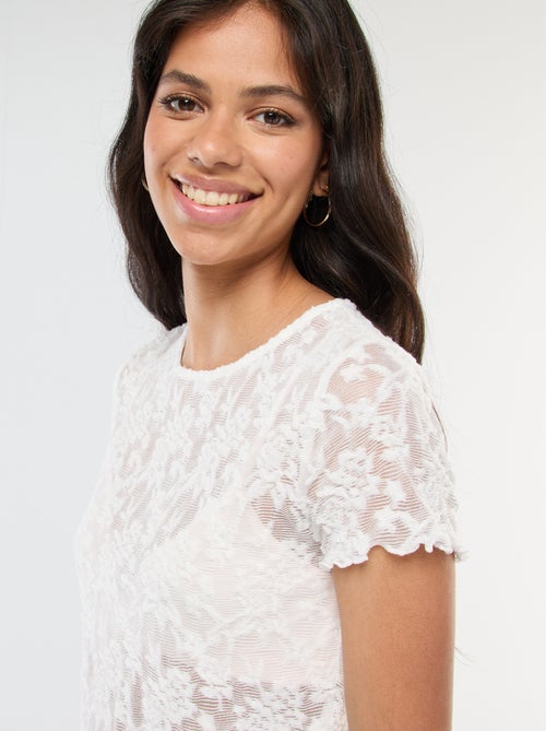 Kanten T-shirt met korte mouwen - Kiabi