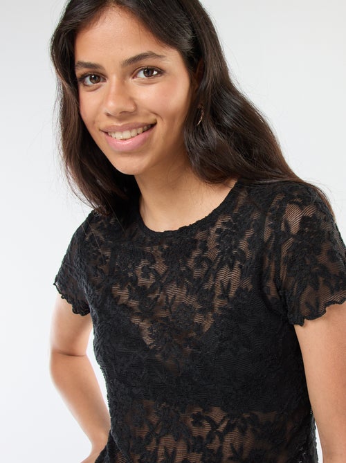 Kanten T-shirt met korte mouwen - Kiabi