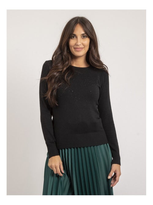 Kapolina dunne trui met ronde hals en strass-steentjes - Kiabi